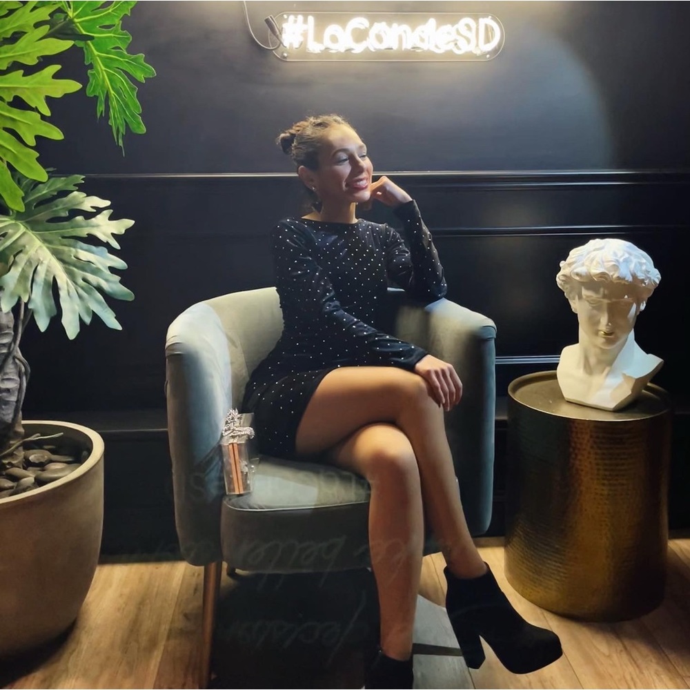 H&M Velvet long sleeve dress with strass
